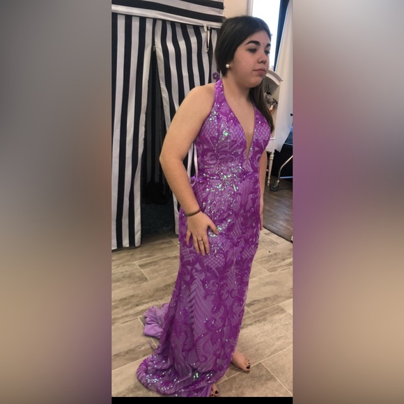 Rachel Allan Lilac Sequin Gown - Picture 6 of 11